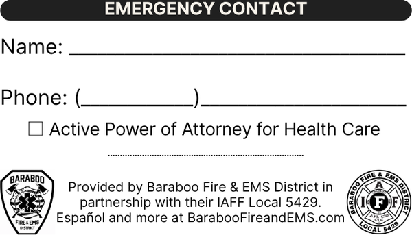 Preview of the English EMS wallet card — back panel