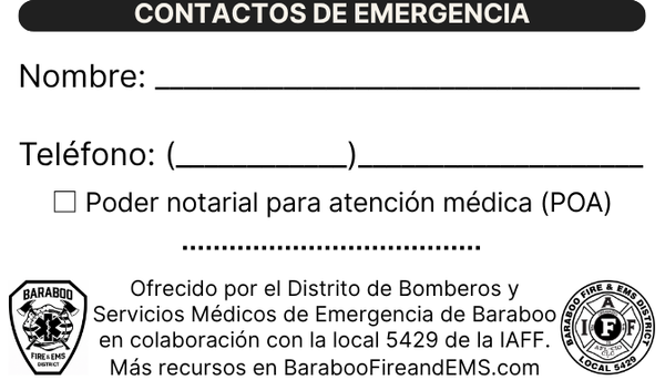 Vista previa de la tarjeta de bolsillo EMS en español — back panel